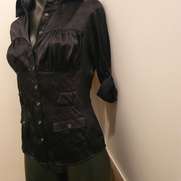 Long sleeve bebe top.black  size xs - Picture 2 of 5